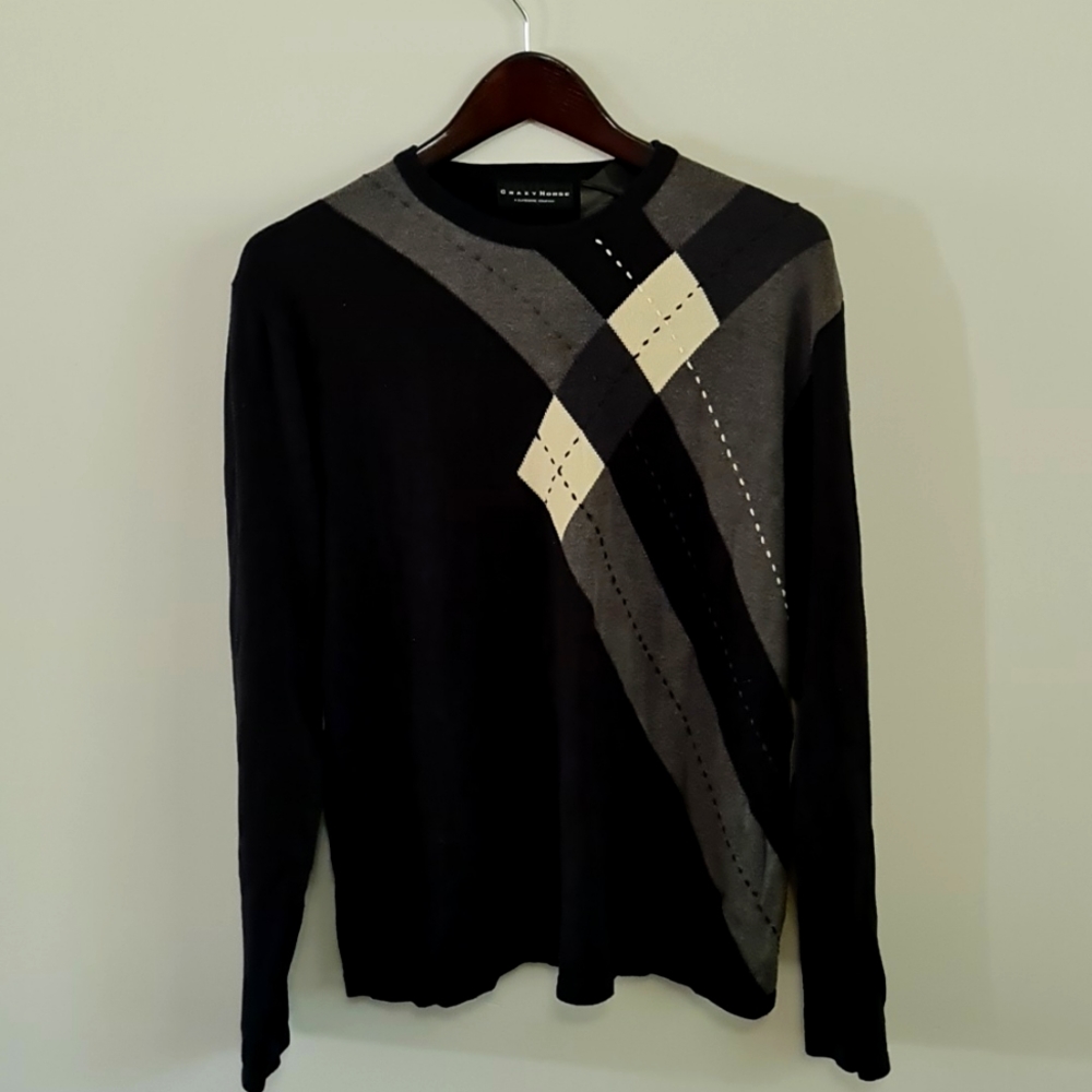 Modern black and gray men's sweater,  claireborn